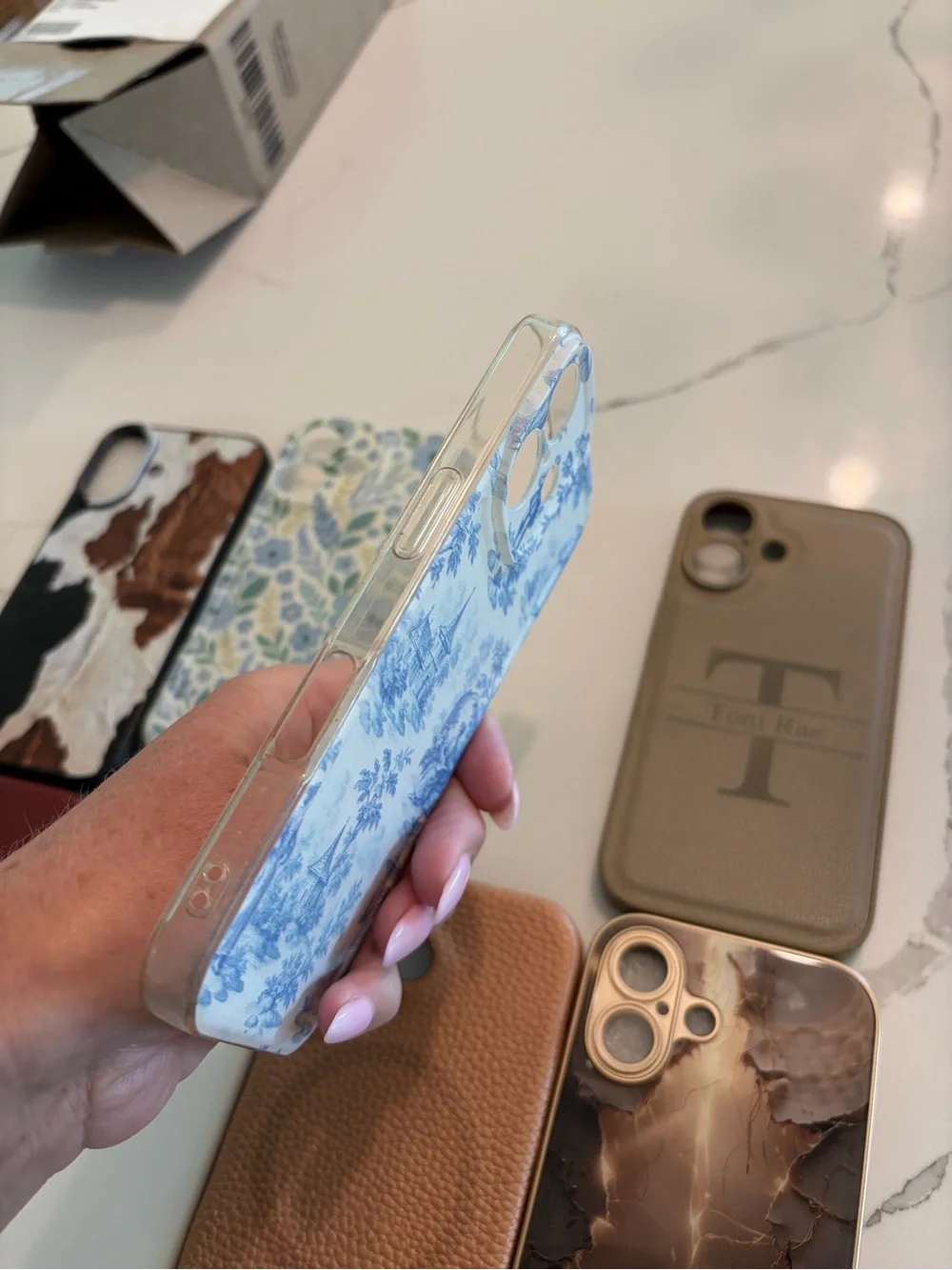 SET OF 8 iPhone 16 Cases - Brown, Beige, White, Floral, Xmas Red, Gold Design